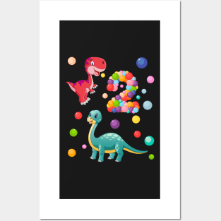 2nd Birthday Dinosaurs and bubbles Posters and Art